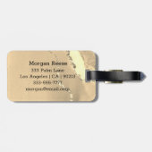 Name & Monogramm, schwarze & goldene Box  Gepäckanhänger (Rückseite horizontal)