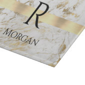 Name & Monogramm Schwarzer Text, Weiß und Gold-Mar Schneidebrett (Ecke)
