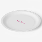 Name Monogramm Vorlage rosa Weiß 2024 Pappteller (Schrägansicht)