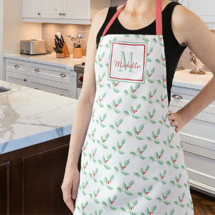 Name Monogramm Weihnachten Stechpalme Schürze