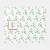 Name Monogramm Weihnachts-Stechpalme Fleecedecke (Vorderseite (Horizontal))
