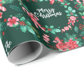 Name Monogramm Weihnachtskraut Farbe Geschenkpapier (Rolleneckpunkt)