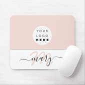 Name Monogramm Weißrosa Weißes rosa Logo Mousepad (Mit Mouse)