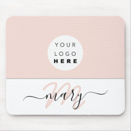 Name Monogramm Weißrosa Weißes rosa Logo Mousepad
