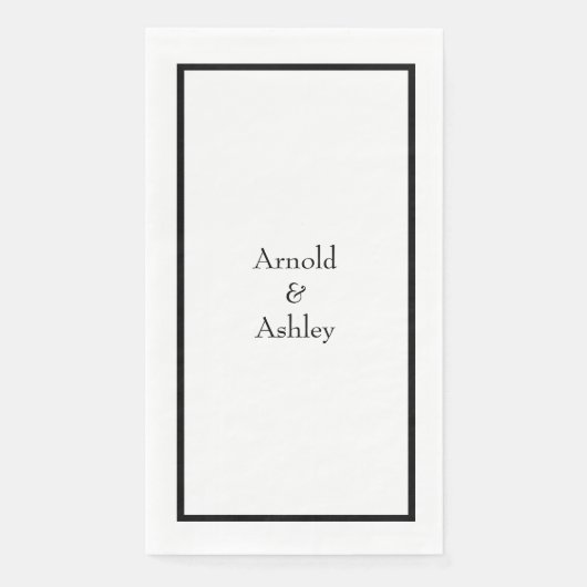 Name Monogramme Schwarz-weiße Hochzeit Brautparty Serviette (Vorderseite)