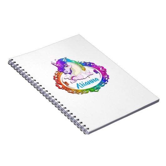 Name-Monogrammunicorn-Regenbogen-Notizbuch Notizblock (Rechte Seite)