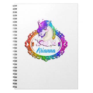 Name-Monogrammunicorn-Regenbogen-Notizbuch Notizblock