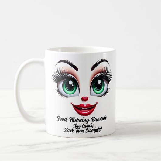 Name Motivation Hannah, Fabulous Eyes Funny Face Kaffeetasse (Links)