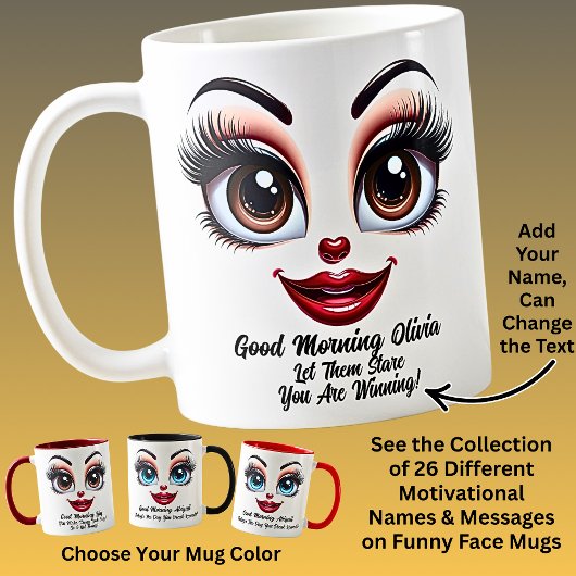 Name Motivation Olivia Fabulous Eyes Funny Face Kaffeetasse