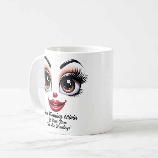 Name Motivation Olivia Fabulous Eyes Funny Face Kaffeetasse (Vorderseite Links)