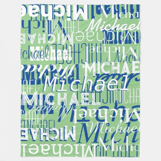 Name Muster Sage Typografie Stempelaufkleber Fleecedecke (Vorderseite)