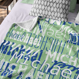 Name Muster Sage Typografie Stempelaufkleber Fleecedecke