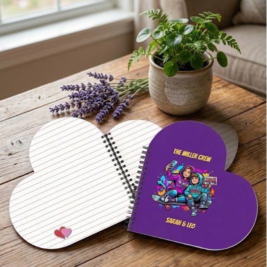 Name Mutter Sohn Skater Purple Heart Notizbuch