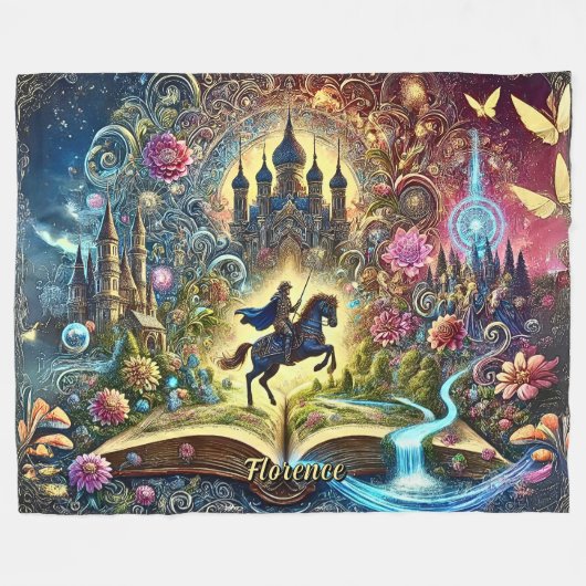 Name, Mythical Horse Rider Castles Adventures Fleecedecke (Vorderseite (Horizontal))