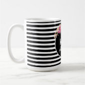 Name Nachname Schwarz-weiß Stripes Blume Kaffeetasse (Links)