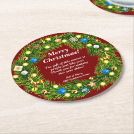 Name Nachricht, Firmensitz Weihnachten Runder Pappuntersetzer