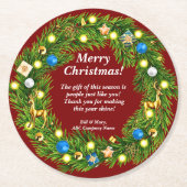 Name Nachricht, Firmensitz Weihnachten Runder Pappuntersetzer (Vorderseite)