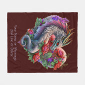 Name-Nachricht hinzufügen, Herzdrachen und Blume,  Fleecedecke (Vorderseite (Horizontal))