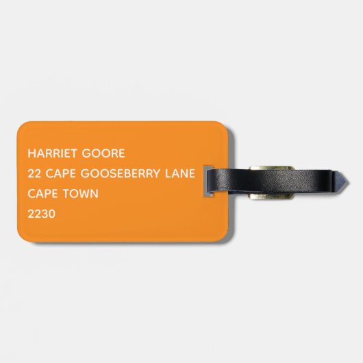 Name Namaqua orange Gepäckanhänger (Rückseite horizontal)