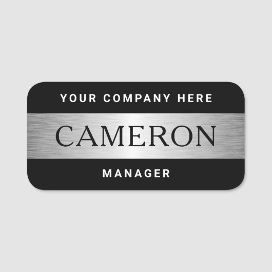 Name Name Firma Name Modernes schwarzes silberfarb Namensschild (Vorderseite)