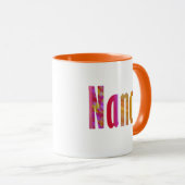 Name "Nancy", lebhafte farbenfrohe rosa orangefarb Tasse (VorderseiteRechts)