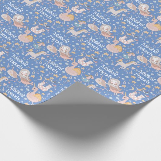 Name, Narwhal Mermaid Unicorn Dragon Kleine Printw Geschenkpapier (Ecke)