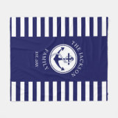 Name Nautic Anchor Blue Stripes Muster Fleecedecke (Vorderseite (Horizontal))