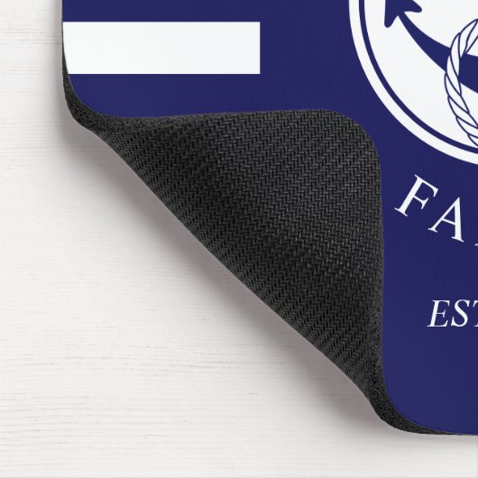 Name Nautic Anchor Blue Stripes Muster Mousepad (Ecke)