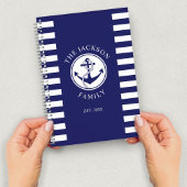 Name Nautic Anchor Blue Stripes Muster Notizblock