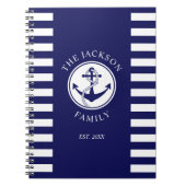 Name Nautic Anchor Blue Stripes Muster Notizblock (Vorderseite)