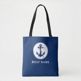 Name Nautic Anchor & Rope Navy Blau Weiß Tasche
