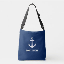 Name Nautic Classic Anchor Navy Blue White Tragetaschen Mit Langen Trägern
