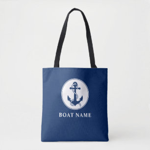Name Nautical Anchor & Rope Navy Blau Weiß Tasche