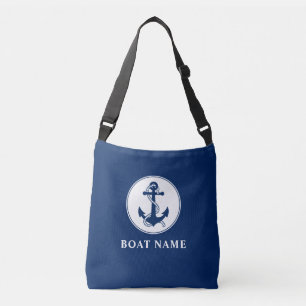 Name Nautical Anchor Rope Navy Blue Tragetaschen Mit Langen Trägern