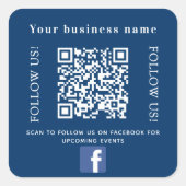 Name navvy blauer qr Code Facebook Quadratischer Aufkleber (Vorderseite)