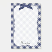 Name Navy Blue Gingham Karos Pattern Bracket Post-it Klebezettel (Vorderseite)