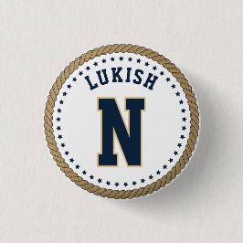 Name Navy Blue und Gold Veteran Button