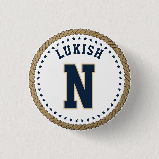 Name Navy Blue und Gold Veteran Button (Vorderseite)