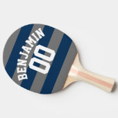 Name Navy Blue und Grau Rugby Stripes Tischtennis Schläger (Seitenansicht)