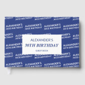 Name Navy Blue White Geburtstag Gästebuch (Vorderseite)