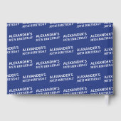 Name Navy Blue White Geburtstag Gästebuch (Rückseite)