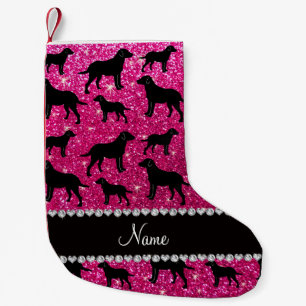 Name Neon Hot Pink Glitzer Labrador Retrievers Kleiner Weihnachtsstrumpf