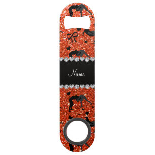 Name neon orange Glitzer Wrestling Herzen Bows Speedflaschenöffner