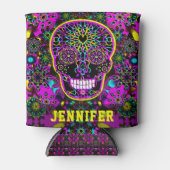 Name Neon Sugar Skull Artwork hinzufügen Dosenkühler (Vorderseite)