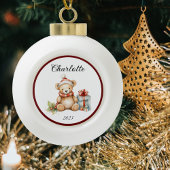 Name Niedlich Christmas Teddy Keramik Kugel-Ornament