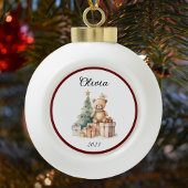 Name Niedlich Christmas Teddy Keramik Kugel-Ornament