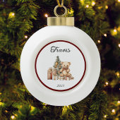 Name Niedlich Christmas Teddy Keramik Kugel-Ornament