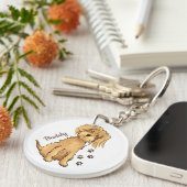 Name Niedlich Fluffy Brown Dog Acrylic hinzufügen Schlüsselanhänger (Vorderseite rechts)