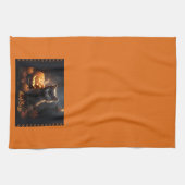 Name, Niedlich Halloween Kitten, Kürbislaterne Geschirrtuch (Horizontal)