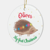 Name Niedlich Igel Baby First Christmas Keramik Ornament (Links)